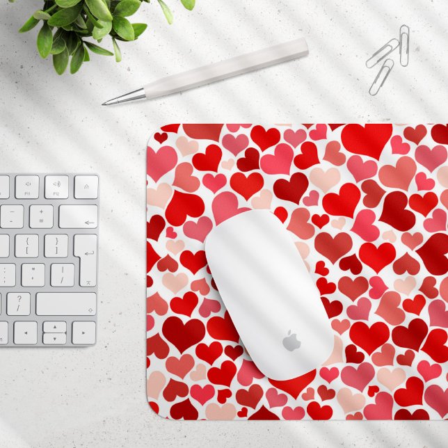 Mousepad Padrão De Corações, Corações Vermelhos, Amor (Criador carregado)