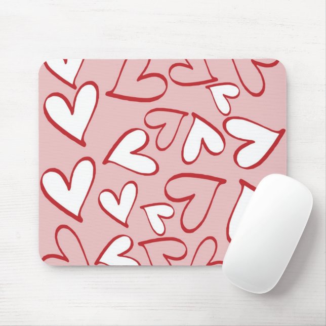 Mousepad Padrão de Corações Espalhados (Com mouse)