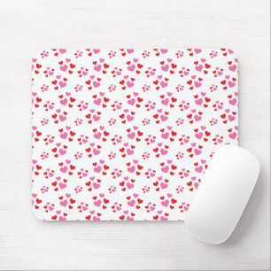 Mousepad Padrão De Corações Vermelho E Rosa