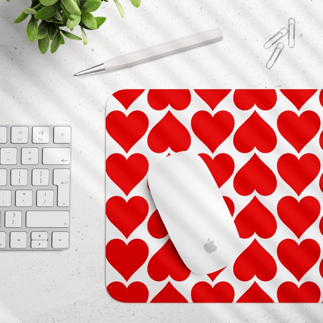 Mousepad Padrão de Corações Vermelhos, Romântico, Amor (Criador carregado)