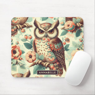 Mousepad Padrão de Coruja Fresca Vintage