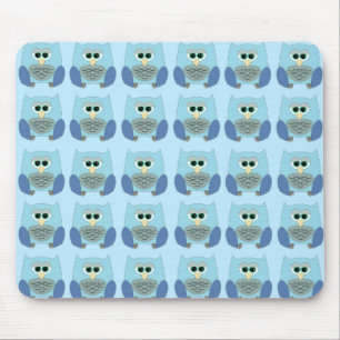 Mousepad Padrão de Corujas Azuis Fofas