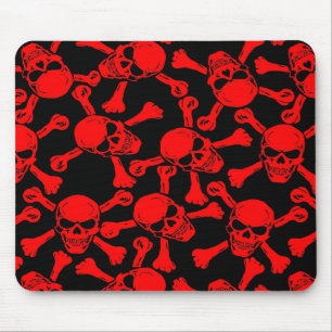 MOUSEPAD PADRÃO DE CRÂNIOS GÓTICOS OSSOS CRUZADOS
