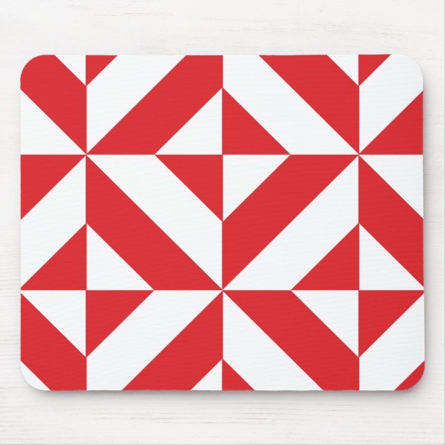 Mousepad Padrão de Cubo de Deco Geométrico Cerery Red (Frente)