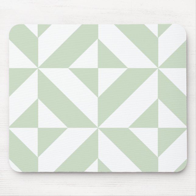 Mousepad Padrão de Cubo Deco Geométrico em Verde Salvia (Frente)
