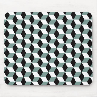Mousepad Padrão de Cubos 3D no Azul Aqua Preto e Branco