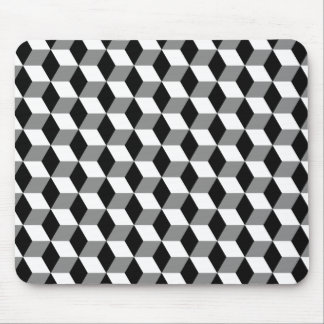 Mousepad Padrão de cubos 3D preto e branco para cinzas
