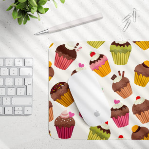 Mousepad Padrão de cupcake, Padrão de Muffin, Chocolate, Co