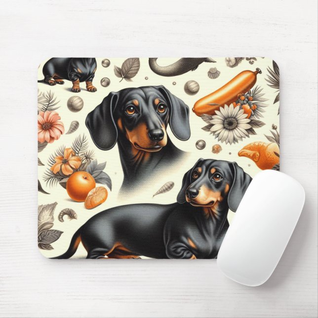 Mousepad Padrão de Dachshund Cute (Com mouse)
