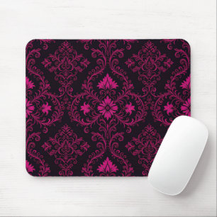 Mousepad Padrão de damasco gótico roxo e preto