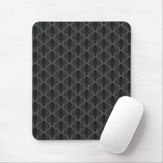 Mousepad Padrão de Damasco Preto Cinza Gótico