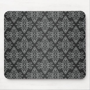 Mousepad Padrão de Damasco Preto e Branco