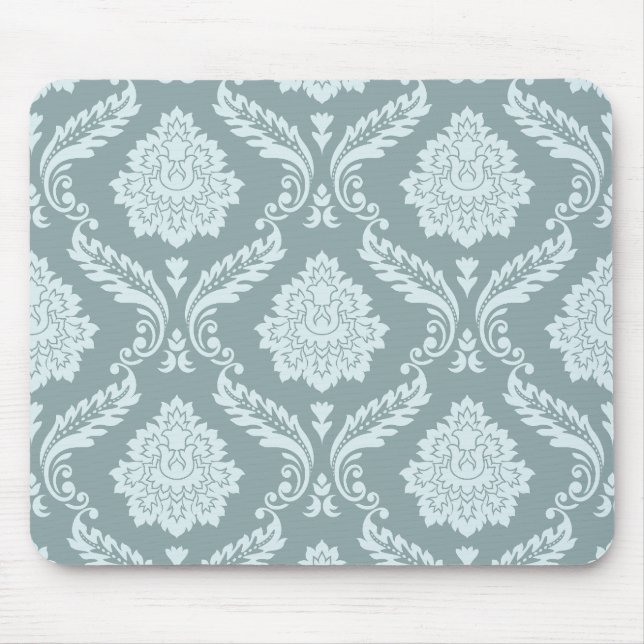 Mousepad Padrão de Damasco Rococó Azul Ovo de Pato+Turquesa (Frente)