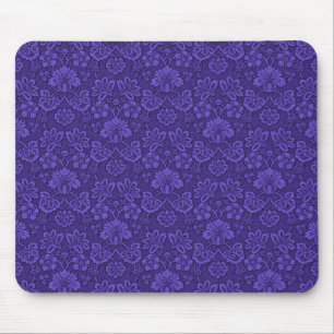 Mousepad Padrão de damasco vintage violeta elegante