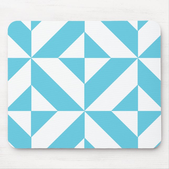 Mousepad Padrão de Deco Geométrico Azul do Oceano (Frente)