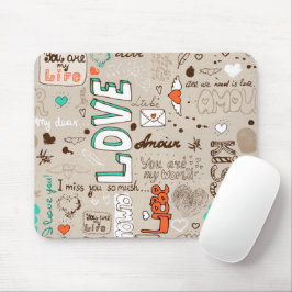 Mousepad Padrão de Desenho de Citações de Amor