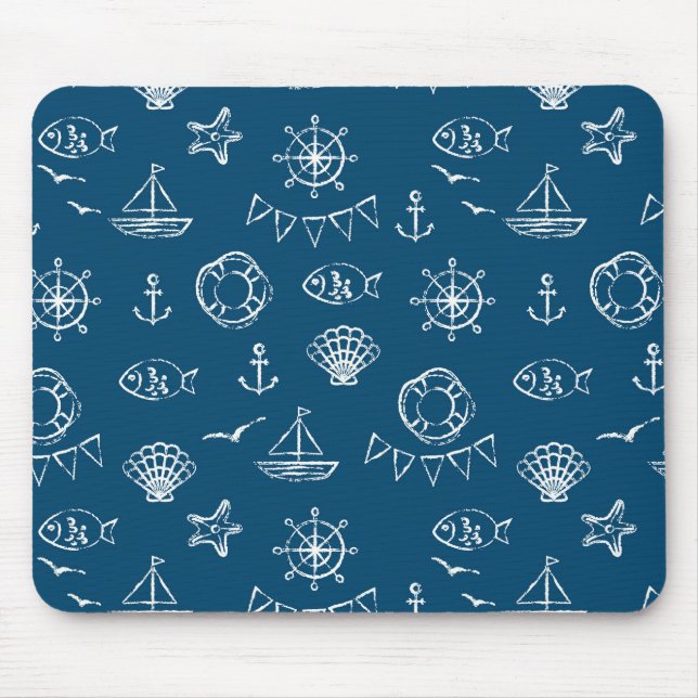 Mousepad Padrão de Desenho de Giz Náutico 2 (Frente)