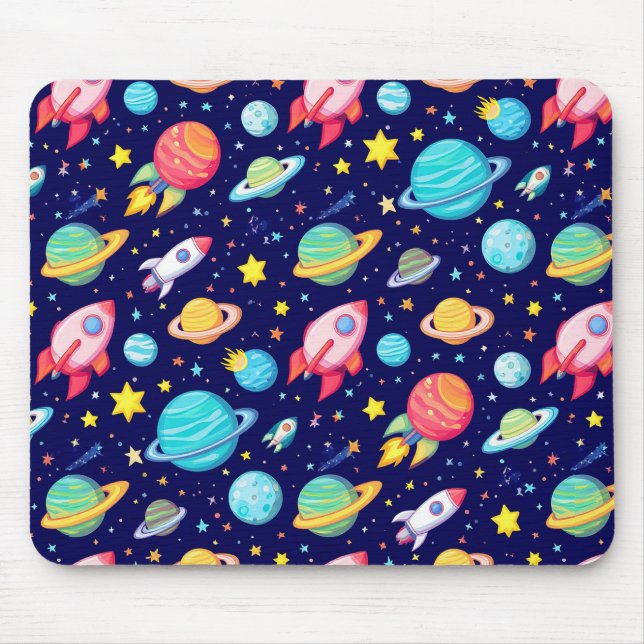 Mousepad Padrão de Desenho Espacial Colorido (Frente)