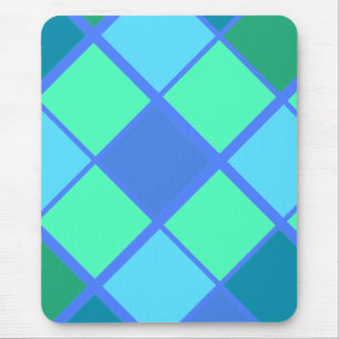 Mousepad Padrão de Diamante Azul e Verde