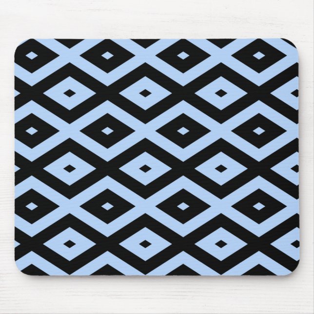 Mousepad Padrão de diamante azul pálido e preto (Frente)