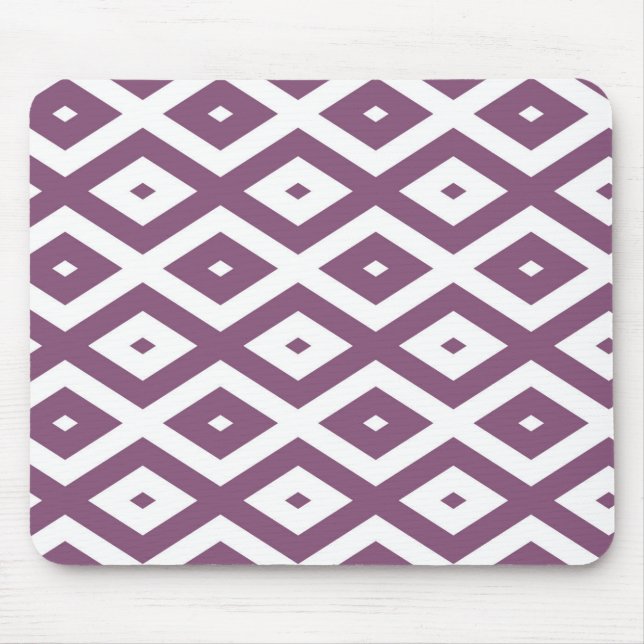Mousepad Padrão de diamante branco e Mauve (Frente)
