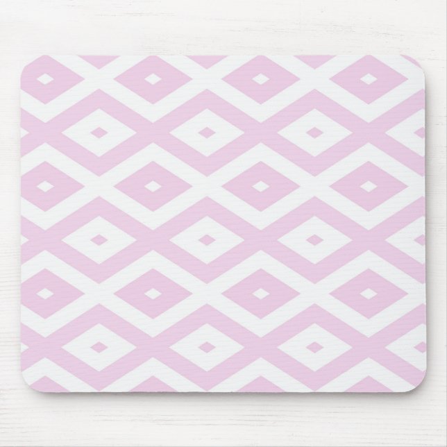 Mousepad Padrão de diamante branco e rosa pálido (Frente)