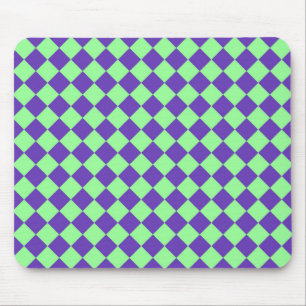Mousepad Padrão de Diamante do Verificador Verde Roxo