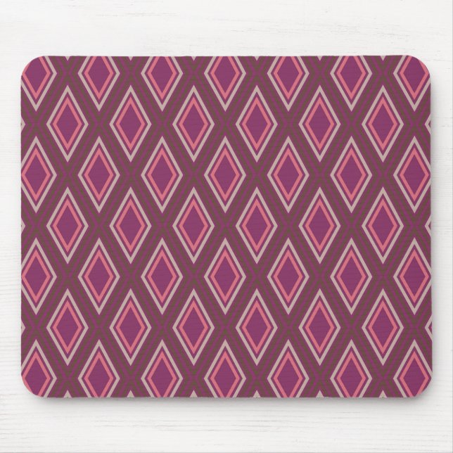 Mousepad Padrão de diamante geométrico elegante em roxo (Frente)