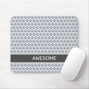 Mousepad Padrão de diamante/Mosaico Frato em Prata e Branco