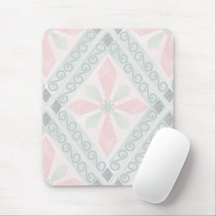 Mousepad Padrão de diamante pastel verde e rosa