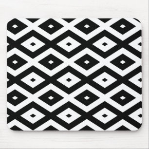 Mousepad Padrão de diamante preto e branco