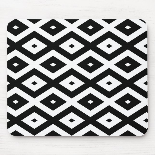 Mousepad Padrão de diamante preto e branco (Frente)