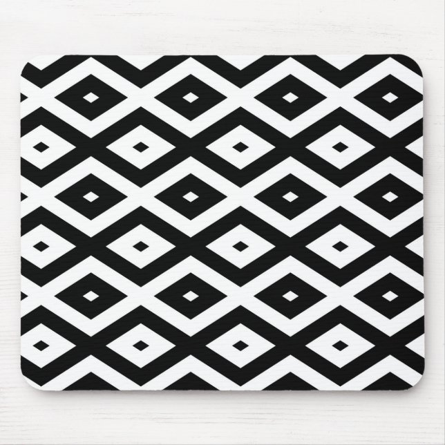 Mousepad Padrão de diamante preto e branco (Frente)