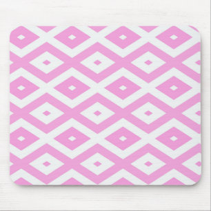 Mousepad Padrão de diamante rosa e branco