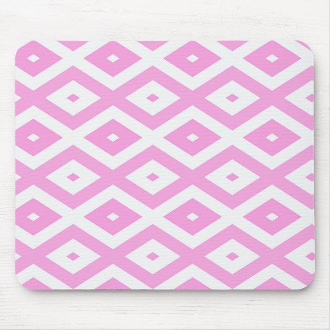 Mousepad Padrão de diamante rosa e branco (Frente)