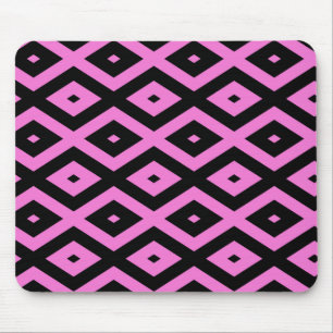Mousepad Padrão de diamante rosa e preto