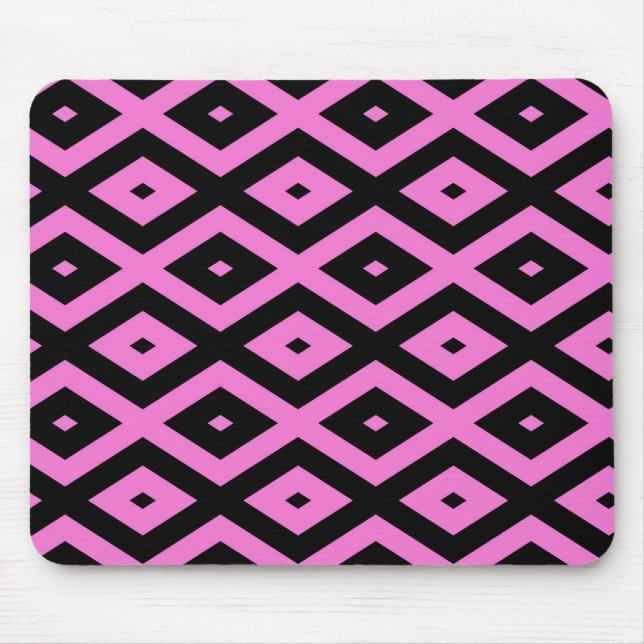 Mousepad Padrão de diamante rosa e preto (Frente)