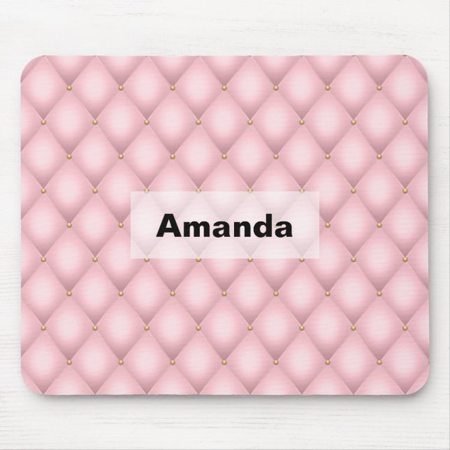 Mousepad Padrão de Diamante Tufado de Luxo Rosa (Frente)