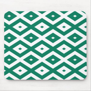 Mousepad Padrão de diamante verde-florestal e branco
