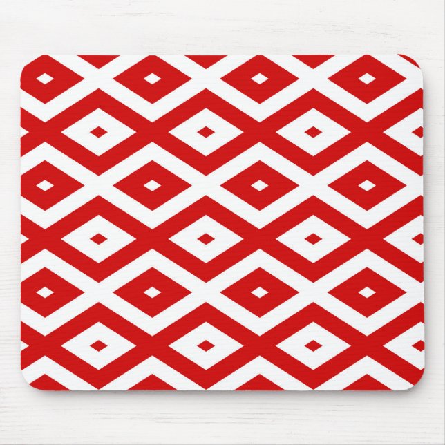 Mousepad Padrão de diamante vermelho e branco (Frente)