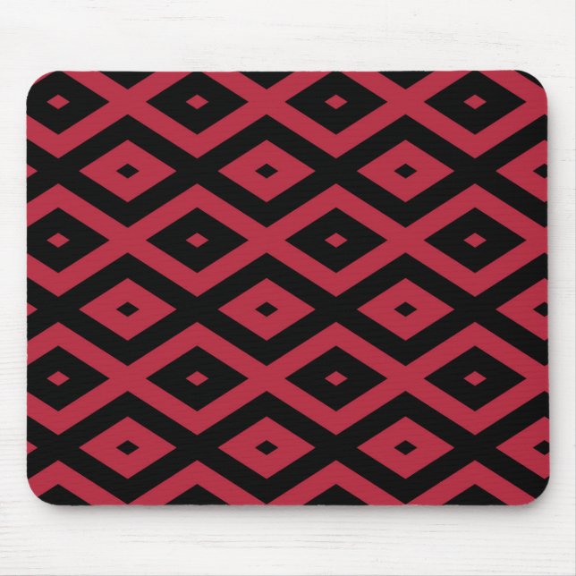 Mousepad Padrão de diamante vermelho e preto (Frente)