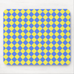 Mousepad Padrão de diamante xadrez amarelo azul