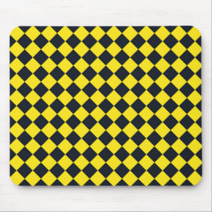 Mousepad Padrão de diamante xadrez amarelo preto