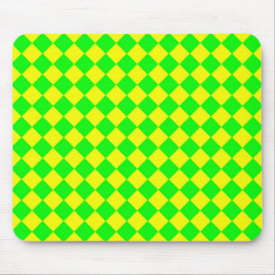 Mousepad Padrão de Diamante Xadrez Amarelo Verde