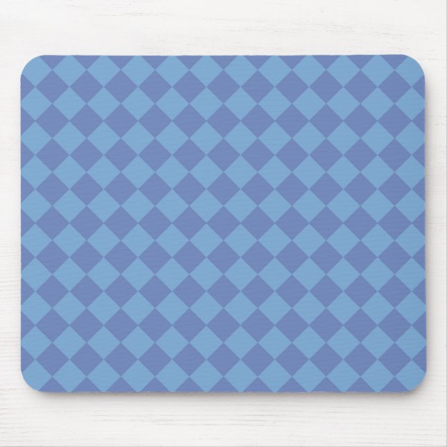 Mousepad Padrão de Diamante Xadrez Azul (Frente)