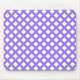 Mousepad Padrão de Diamante Xadrez Branco Roxo