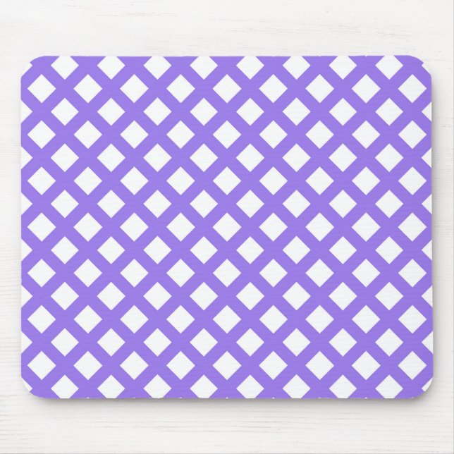 Mousepad Padrão de Diamante Xadrez Branco Roxo (Frente)