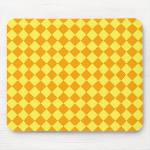 Mousepad Padrão de Diamante Xadrez Laranja Amarelo
