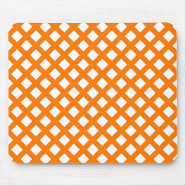 Mousepad Padrão de Diamante Xadrez Laranja Branco