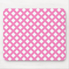 Mousepad Padrão de Diamante Xadrez Rosa Branco